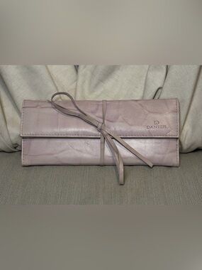 Danier Genuine Leather Jewelry Roll Travel Case Pale Pink Purple